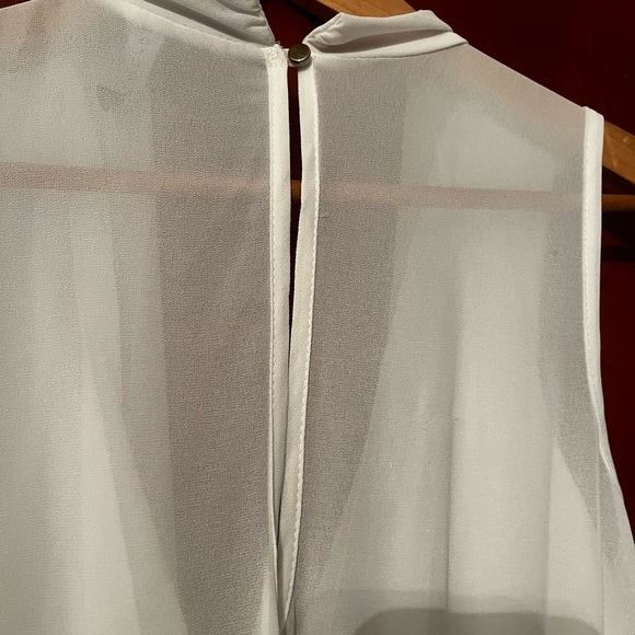 Blue Mint Blue & White Tuxedo Style Ruffle Neck Romper Sz Small Women - Picture 4 of 8